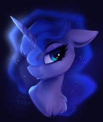 Size: 1358x1620 | Tagged: safe, artist:nekosnicker, character:princess luna, species:pony, bust, chest fluff, cute, female, floppy ears, lidded eyes, looking at you, lunabetes, portrait, solo