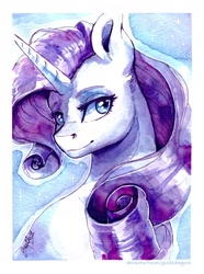Size: 1600x2147 | Tagged: safe, artist:gaelledragons, character:rarity, species:pony, species:unicorn, bust, female, mare, portrait, solo, traditional art
