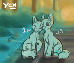Size: 1750x1500 | Tagged: safe, artist:zobaloba, species:pony, auction, auction open, commission, couple, forest, sketch, ych sketch, your character here