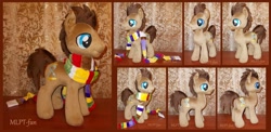Size: 1024x498 | Tagged: safe, artist:calusariac, character:doctor whooves, character:time turner, custom, irl, photo, plushie, tom baker's scarf, toy
