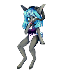 Size: 2440x2652 | Tagged: safe, artist:honeybbear, oc, species:anthro, species:unguligrade anthro, clothing, female, horns, one-piece swimsuit, simple background, solo, swimsuit, transparent background