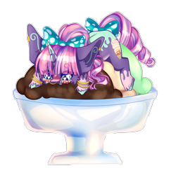 Size: 1934x1987 | Tagged: safe, artist:honeybbear, oc, oc:frosted swirl, species:pony, species:unicorn, g4, female, food, ice cream, mare, micro, simple background, solo, transparent background