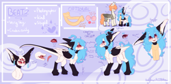 Size: 5493x2700 | Tagged: safe, artist:honeybbear, oc, oc:beatz, species:pegasus, species:pony, g4, female, high res, mare, nocturnal howler, reference sheet, solo