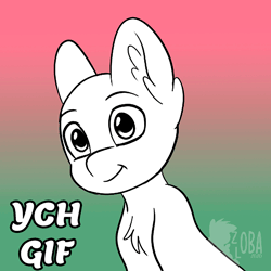 Size: 250x250 | Tagged: safe, artist:zobaloba, species:pony, g4, animated, animation frame, auction, commission, frame by frame, gif, halfbody, one eye closed, solo, wink, ych animation, your character here