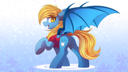 Size: 1920x1080 | Tagged: safe, alternate version, artist:ask-colorsound, oc, oc only, oc:aliax smily, species:bat pony, species:pony, g4, bat pony oc, bat wings, clothing, commission, cute, male, solo, wallpaper, wings, ych result