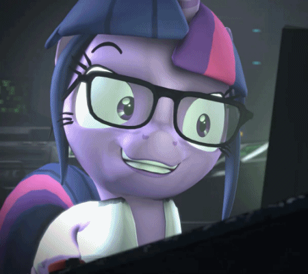 Size: 450x400 | Tagged: safe, artist:argodaemon, character:twilight sparkle, character:twilight sparkle (scitwi), species:alicorn, species:pony, g4, 3d, animated, clothing, crazy grin, creepy, female, gif, glasses, grin, heavy breathing, lab coat, mad scientist, mad scientist grin, mare, rocket surgery, science, scitwilicorn, smiling, solo, source filmmaker, twilight snapple