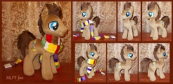 Size: 6416x3120 | Tagged: safe, artist:calusariac, character:doctor whooves, character:time turner, species:pony, g4, fourth doctor's scarf, irl, photo, plushie, solo