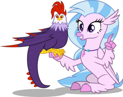 Size: 10000x7866 | Tagged: safe, artist:chrzanek97, character:edith, character:silverstream, species:classical hippogriff, species:cockatrice, species:hippogriff, episode:student counsel, g4, .svg available, absurd resolution, creature, cute, diabedith, diastreamies, duo, inkscape, simple background, sitting, smiling, transparent background, vector