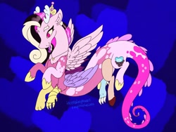 Size: 1024x768 | Tagged: safe, artist:incendiaryboobs, character:discord, character:princess cadance, species:alicorn, species:draconequus, species:pony, g4, crown, female, fusion, heart eyes, jewelry, mare, multiple legs, regalia, wingding eyes