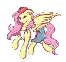 Size: 1898x1786 | Tagged: safe, artist:shamy-crist, character:fluttershy, species:pony, g4, 90s grunge fluttershy, cap, clothing, female, hat, shirt, simple background, solo, transparent background