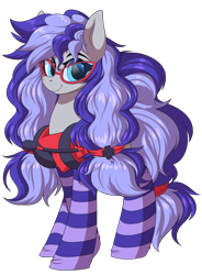 Size: 4612x6251 | Tagged: safe, artist:ask-colorsound, oc, oc only, oc:cinnabyte, species:earth pony, species:pony, g4, adorkable, bandana, clothing, cute, dork, female, gaming headset, glasses, headphones, headset, mare, simple background, smiling, socks, solo, striped socks, transparent background