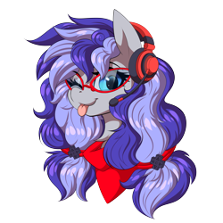 Size: 5000x5000 | Tagged: safe, artist:ask-colorsound, oc, oc only, oc:cinnabyte, species:earth pony, species:pony, g4, adorkable, bandana, blep, cute, dork, expressions, female, gaming headset, glasses, headphones, headset, icon, mare, reference, simple background, smiling, solo, tongue out, transparent background