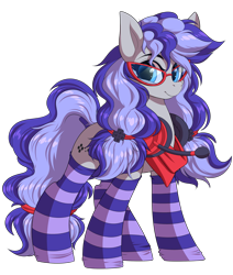 Size: 5267x6203 | Tagged: safe, alternate version, artist:ask-colorsound, oc, oc only, oc:cinnabyte, species:earth pony, species:pony, g4, adorkable, bandana, clothing, cute, dork, female, gaming headset, glasses, headphones, headset, mare, simple background, smiling, socks, solo, striped socks, transparent background