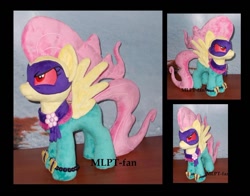 Size: 1024x803 | Tagged: safe, artist:calusariac, character:fluttershy, character:saddle rager, species:pony, episode:power ponies, g4, my little pony: friendship is magic, angry, irl, photo, plushie, solo