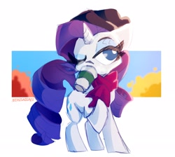 Size: 2240x2006 | Tagged: safe, artist:nekosnicker, character:rarity, species:pony, species:unicorn, g4, autumn, clothing, coffee, coffee cup, cup, drink, drinking, female, hat, high res, mare, one eye closed, scarf, solo, toque