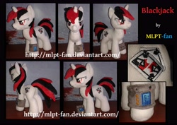 Size: 5360x3792 | Tagged: safe, artist:calusariac, oc, oc only, oc:blackjack, species:pony, fallout equestria, fallout equestria: project horizons, g4, i want it now, irl, photo, pipboy, pipbuck, plushie, solo