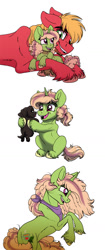 Size: 603x1437 | Tagged: safe, artist:celestial-rainstorm, character:big mcintosh, oc, oc:chrysanthemum, parent:big macintosh, parent:sugar belle, parents:sugarmac, species:dog, species:pony, species:unicorn, g4, father and child, father and daughter, female, filly, male, mare, offspring, simple background, unshorn fetlocks, white background