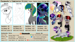 Size: 1920x1080 | Tagged: safe, artist:chazmazda, oc, species:pony, g4, advertisement, bust, commission, commission info, commission prices, commissions open, eye shine, fullbody, highlight, open, photo, portrait, prices, shine, sketch, solo