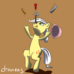 Size: 1000x1000 | Tagged: safe, artist:draneas, character:ambrosia, species:pony, 30 minute art challenge, bipedal, juggling