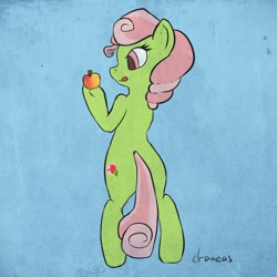 Size: 900x900 | Tagged: safe, artist:draneas, character:florina tart, species:pony, 30 minute art challenge, abstract background, apple, apple family member, bipedal