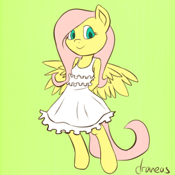 Size: 900x900 | Tagged: safe, artist:draneas, character:fluttershy, species:anthro, 30 minute art challenge, clothing, dress, female, solo