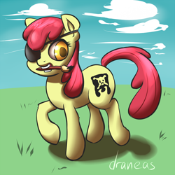 Size: 1000x1000 | Tagged: safe, artist:draneas, character:apple bloom, 30 minute art challenge, eyepatch, female, pirate, solo