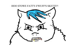 Size: 863x546 | Tagged: safe, artist:waggytail, angry, fat, fluffy pony, fluffy pony original art, solo, spaghetti