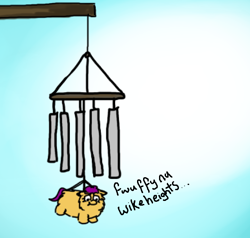 Size: 580x552 | Tagged: safe, artist:aichi, fluffy pony, fluffy pony original art, hanging, regret, solo, wind chime, wind chimes