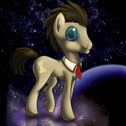 Size: 500x500 | Tagged: safe, artist:krucification, artist:pajaga, character:doctor whooves, character:time turner, species:earth pony, species:pony, background pony, doctor who, male, solo, space, tenth doctor, time lord