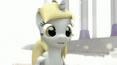 Size: 240x135 | Tagged: safe, artist:argodaemon, character:derpy hooves, species:alicorn, species:pegasus, species:pony, episode:magical mystery cure, g4, my little pony: friendship is magic, 3d, alicornification, animated, derpicorn, female, gif, gif for breezies, mare, muffin, picture for breezies, race swap, source filmmaker, xk-class end-of-the-world scenario