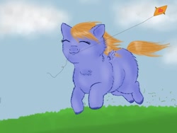 Size: 1024x768 | Tagged: safe, artist:waggytail, fluffy pony, hugbox, kite, meadow, solo