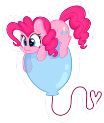 Size: 1057x1246 | Tagged: safe, artist:shyshyoctavia, character:pinkie pie, balloon, balloon sitting, cute, female, heart, riding, solo, then watch her balloons lift her up to the sky