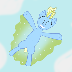 Size: 1113x1113 | Tagged: safe, artist:stargrazer, oc, oc only, oc:skydiver, species:pony, species:unicorn, belly button, eyes closed, falling, glide, grin, magic, skydiving, smiling, solo