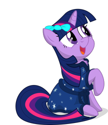 Size: 1920x2224 | Tagged: safe, artist:eagle1division, character:twilight sparkle, adorable face, bow, chest fluff, clothing, cute, dat face, female, robe, solo, twiabetes