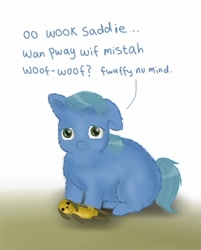Size: 689x857 | Tagged: safe, artist:waggytail, drool, fluffy pony, hugbox, solo, toy