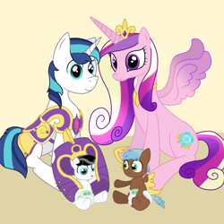 Size: 1500x1500 | Tagged: safe, artist:stargrazer, character:princess cadance, character:shining armor, oc, species:pony, baby, baby pony, children, diaper, foal
