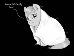 Size: 1024x768 | Tagged: safe, artist:waggytail, crying, fluffy pony, monochrome, sadbox, shivering, solo
