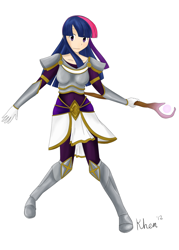 Size: 1100x1540 | Tagged: safe, artist:kprovido, character:twilight sparkle, species:human, armor, female, humanized, league of legends, lux, magic staff, simple background, solo, staff, white background