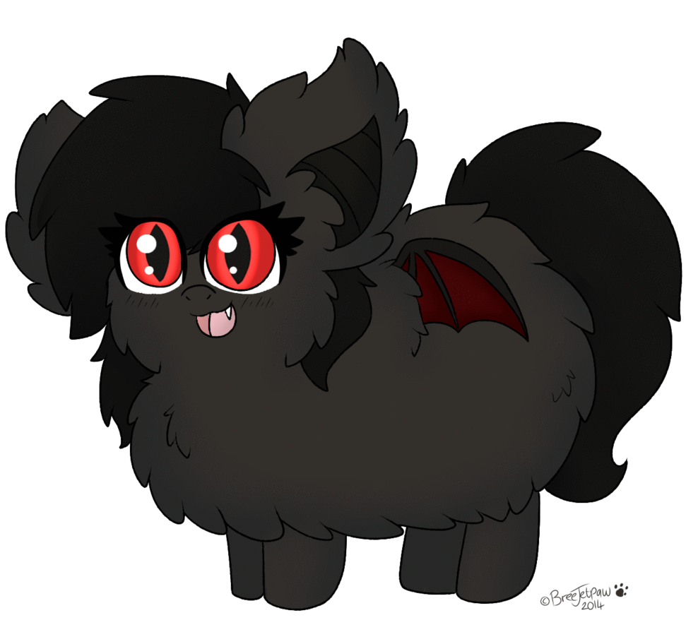 Size: 988x912 | Tagged: safe, artist:miss-jessiie, oc, oc only, oc:qetesh, species:bat pony, species:pony, animated, bouncing, fangs, fluffy