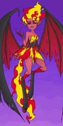 Size: 1200x2400 | Tagged: safe, artist:thelivingmachine02, character:sunset satan, character:sunset shimmer, equestria girls:equestria girls, g4, my little pony: equestria girls, my little pony:equestria girls, demon, female, flying, hooves, solo, sunset satan