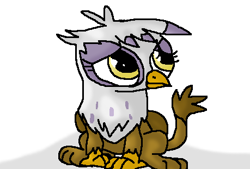 Size: 459x311 | Tagged: safe, artist:mojo1985, character:gilda, species:griffon, episode:the lost treasure of griffonstone, g4, my little pony: friendship is magic, cute, female, frown, gildadorable, li'l gilda, looking up, sad, sitting, solo, that was fast, younger
