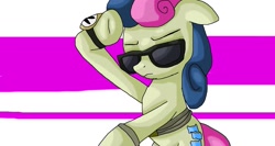 Size: 1775x947 | Tagged: safe, artist:mojo1985, character:bon bon, character:sweetie drops, episode:slice of life, g4, my little pony: friendship is magic, bon bond, rope, spy, sunglasses, watch