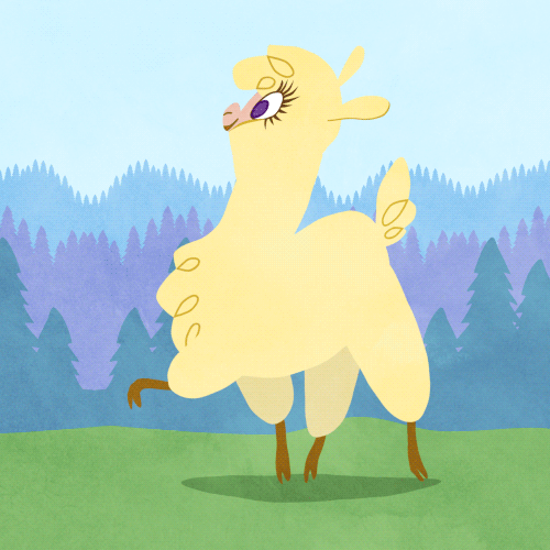 Size: 500x500 | Tagged: safe, artist:omegaozone, community related, character:paprika paca, species:alpaca, them's fightin' herds, animated, chest fluff, eyelashes, female, loop, open mouth, raised hoof, smiling, solo, walk cycle, walking