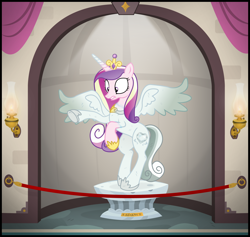 Size: 2030x1925 | Tagged: safe, artist:icaron, character:princess cadance, inanimate tf, magic suppression, museum, objectification, petrification, plinth, show accurate, solo, statue, story included, transformation
