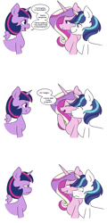 Size: 1436x3001 | Tagged: safe, artist:zoarity, character:princess cadance, character:shining armor, character:twilight sparkle, character:twilight sparkle (alicorn), species:alicorn, species:pony, episode:the one where pinkie pie knows, g4, my little pony: friendship is magic, comic, dialogue, female, implied mpreg, mare, seahorse reproduction