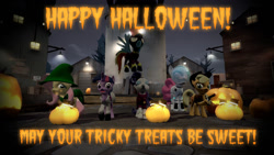 Size: 1024x576 | Tagged: safe, artist:dragonboi471, character:applejack, character:fluttershy, character:pinkie pie, character:rainbow dash, character:rarity, character:twilight sparkle, 3d, gmod, halloween, mane six, shadowbolt dash, space suit