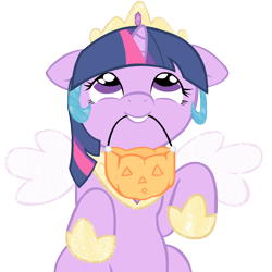 Size: 5000x5000 | Tagged: safe, artist:bri-sta, artist:somepony, character:twilight sparkle, absurd resolution, costume, cute, fake wings, female, filly, filly twilight sparkle, grin, hnnng, looking up, mouth hold, nightmare night, pumpkin bucket, simple background, smiling, solo, that pony sure does love celestia, transparent background, trick or treat, twiabetes, twilight wants to be a princess, vector, weapons-grade cute