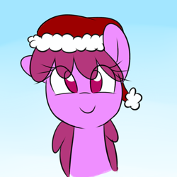 Size: 1280x1280 | Tagged: safe, artist:acersiii, character:berry punch, character:berryshine, berrybetes, clothing, cute, female, hat, santa hat, solo