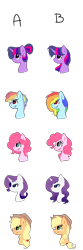 Size: 1024x3072 | Tagged: safe, artist:suenden-hund, character:applejack, character:pinkie pie, character:rainbow dash, character:rarity, character:twilight sparkle, alternate hairstyle