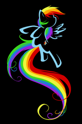 Size: 824x1242 | Tagged: safe, artist:bamboodog, character:rainbow dash, species:pegasus, species:pony, black background, cutie mark, female, flying, hooves, iphone wallpaper, lineart, mare, minimalist, modern art, phone wallpaper, simple background, solo, spread wings, wallpaper, wings
